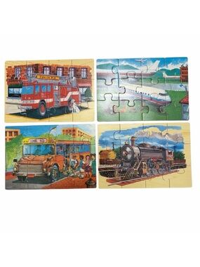 Melissa & Doug | 4 Wood Vehicle Puzzles in a Box